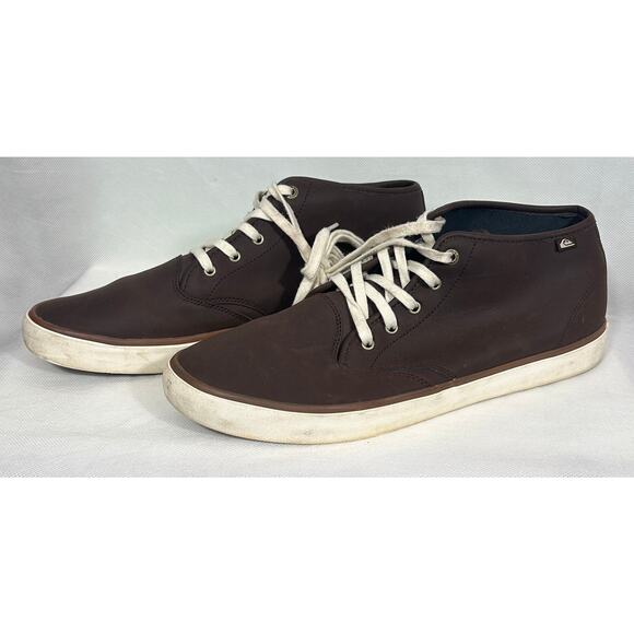 Quiksilver Men's Size 13 Brown Mid‑Top Leather/Suede Casual Sneakers - Picture 1 of 4